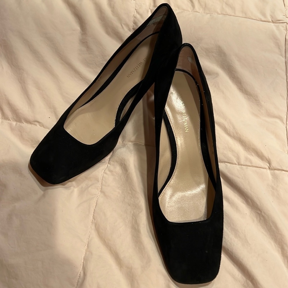 Stuart Weitzman Square Toe Suede Pumps